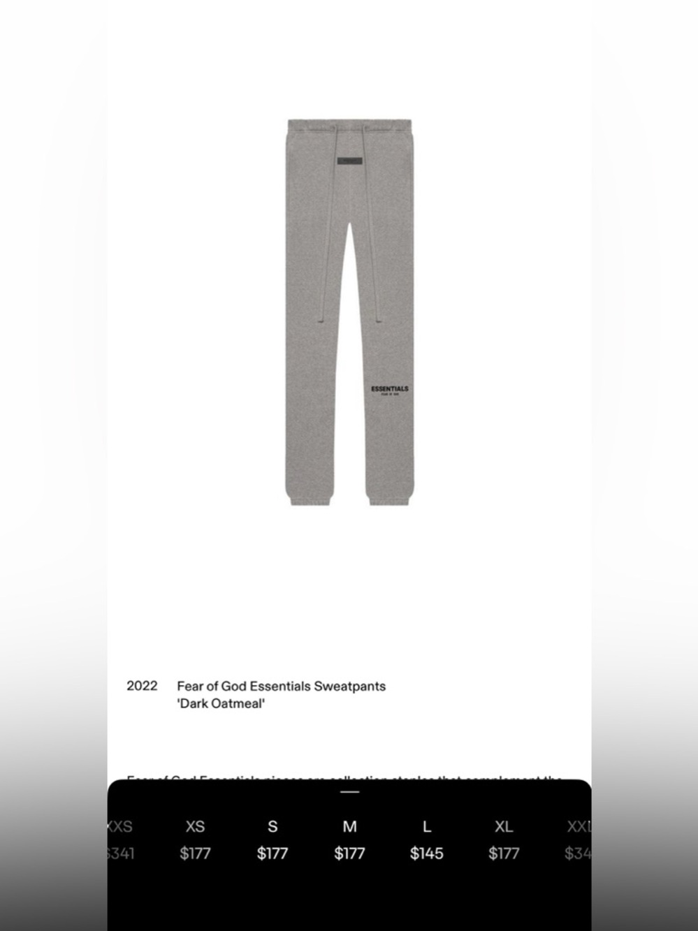 Fear of God Essentials Dark Oatmeal Sweatpants